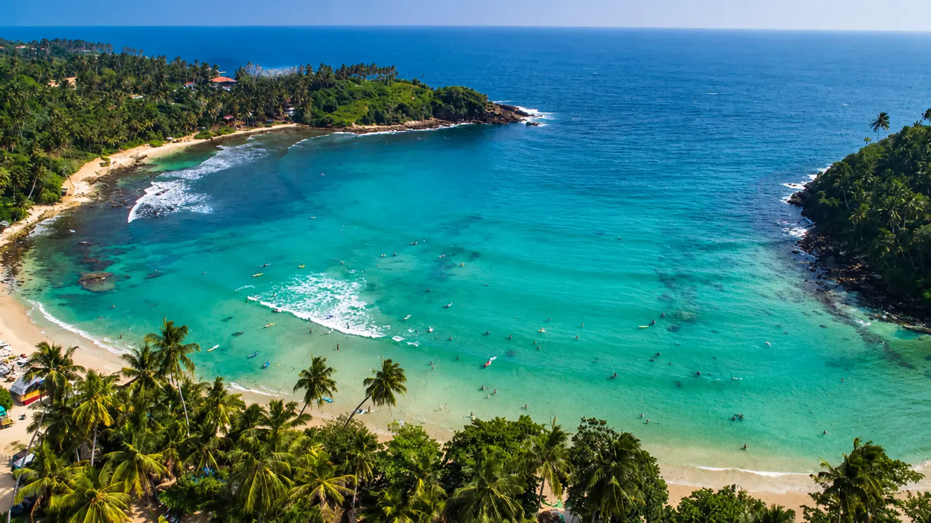 Aerial view of Hiriketiya Bay on Sri Lanka's south coast